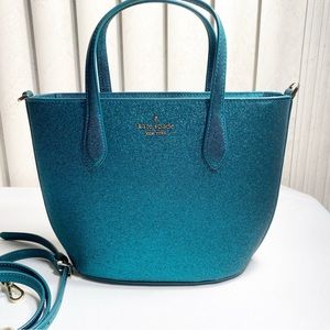 Kate Spade Glimmer Satchel Festive Teal Glitter